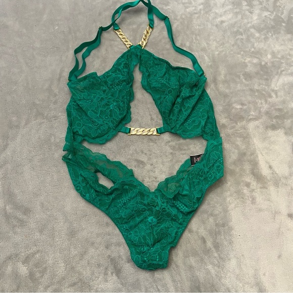 New! Victoria’s Secret Very Sexy High-Neck Lace Chain Teddy 4378 - Picture 5 of 9